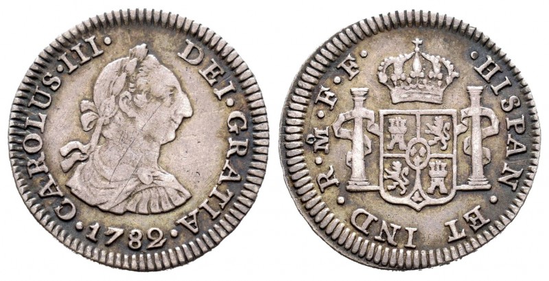 Carlos III (1759-1788). 1/2 real. 1782. México. FF. (Cal-1774). Ag. 1,61 g. MBC+...