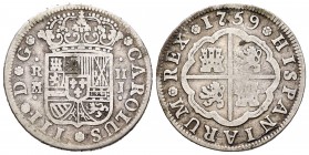 Carlos III (1759-1788). 2 reales. 1759. Madrid. J. (Cal-1288). 5,45 g. MBC-. Est...35,00.