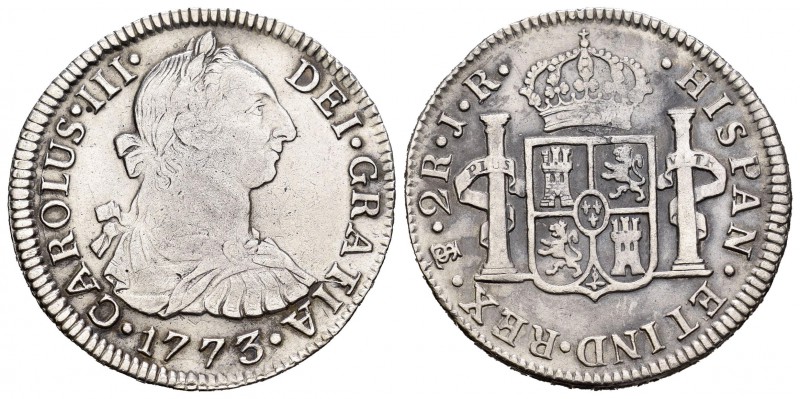 Carlos III (1759-1788). 2 reales. 1773. Potosí. JR. (Cal-1381). Ag. 6,65 g. Prim...