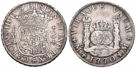 Carlos III (1759-1788). 8 reales. 1770. México. FM. (Cal-910). Ag. 26,74 g. MBC+. Est...200,00.