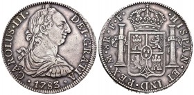 Carlos III (1759-1788). 8 reales. 1783. México. FF. (Cal-933). Ag. 26,92 g. Bonita pátina. EBC-. Est...200,00.