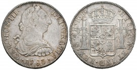 Carlos III (1759-1788). 8 reales. 1783. México. FF. (Cal-933). Ag. 26,90 g. Leves marquitas. Restos de brillo original. EBC/EBC+. Est...250,00.