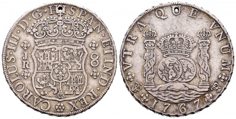 Carlos III (1759-1788). 8 reales. 1767. Potosí. JR. (Cal-966). Ag. 26,73 g. Rose...