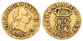 Carlos III (1759-1788). 1/2 escudo. 1760. Madrid. JP. (Cal-753). Au. 1,75 g. MBC. Est...120,00.