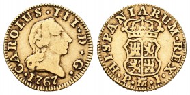 Carlos III (1759-1788). 1/2 escudo. 1767. Madrid. PJ. (Cal-761). Au. 1,74 g. MBC-. Est...110,00.