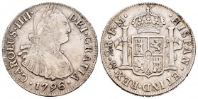 Carlos IV (1788-1808). 2 reales. 1796. México. FM. (Cal-990). Ag. 6,59 g. MBC-. Est...40,00.