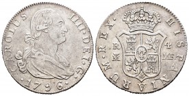 Carlos IV (1788-1808). 4 reales. 1796. Madrid. MF. (Cal-829). Ag. 13,36 g. MBC+. Est...100,00.