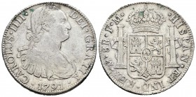Carlos IV (1788-1808). 8 reales. 1791. México. FM. (Cal-684). Ag. 26,74 g. MBC-/MBC. Est...60,00.