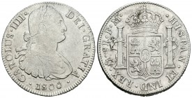 Carlos IV (1788-1808). 8 reales. 1800. México. FM. (Cal-695). Ag. 26,87 g. MBC-/MBC. Est...80,00.