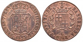 Fernando VII (1808-1833). 6 cuartos. 1823. Cataluña. (Cal-1519). Ae. 14,25 g. MBC. Est...40,00.