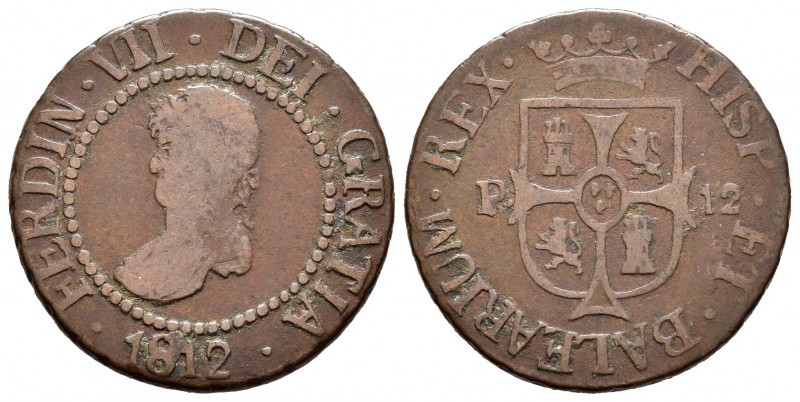 Fernando VII (1808-1833). 12 dineros. 1812. Mallorca. (Cal-1594). Ae. 6,73 g. BC...