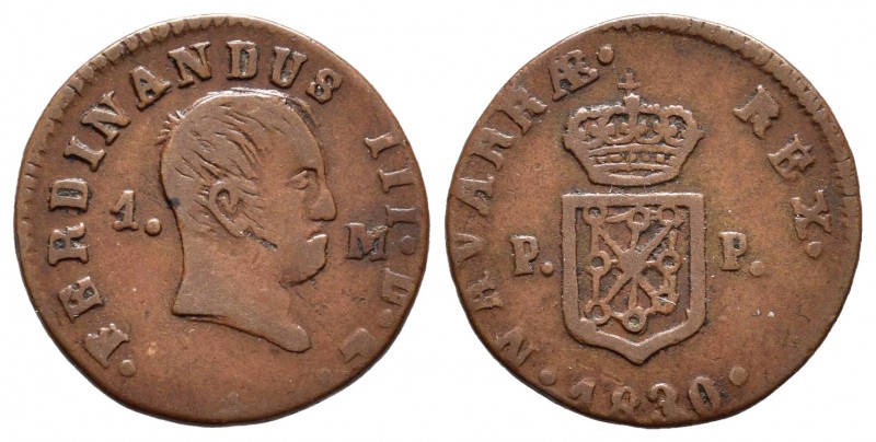 Fernando VII (1808-1833). 1 maravedí. 1830. Pamplona. (Cal-1657). Ae. 2,05 g. MB...