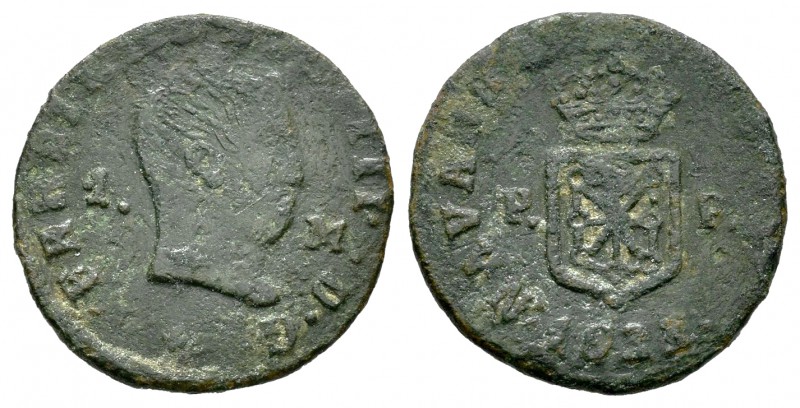 Fernando VII (1808-1833). 1 maravedí. 1833. Pamplona. (Cal-1660 var). Ae. 1,79 g...