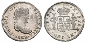 Fernando VII (1808-1833). 1/2 real. 1822. Potosí. PJ. (Cal-1375). Ag. 1,73 g. Restos de brillo original. EBC/EBC+. Est...160,00.