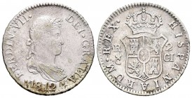 Fernando VII (1808-1833). 2 reales. 1812. Cádiz. CI. (Cal-838). Ag. 5,87 g. MBC-. Est...35,00.