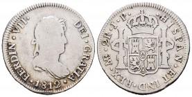 Fernando VII (1808-1833). 2 reales. 1812. Lima. JP. (Cal-900). 6,36 g. Busto pequeño. BC/BC+. Est...35,00.