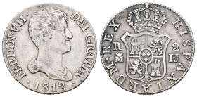 Fernando VII (1808-1833). 2 reales. 1812. Madrid. JJ. (Cal-911). Ag. 5,86 g. MBC-. Est...50,00.
