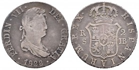 Fernando VII (1808-1833). 2 reales. 1828. Sevilla. JB. (Cal-1036). Ag. 5,68 g. BC. Est...20,00.