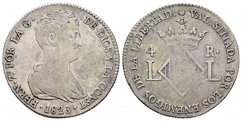 Fernando VII (1808-1833). 4 reales. 1823. Valencia. (Cal-1061). Ag. 5,74 g. Vano...