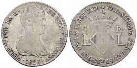 Fernando VII (1808-1833). 4 reales. 1823. Valencia. (Cal-1061). Ag. 5,74 g. Vano. MBC-. Est...40,00.