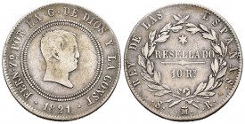 Fernando VII (1808-1833). 10 reales. 1821. Madrid. SR. (Cal-762). Ag. 12,34 g. Rayita. MBC-. Est...40,00.
