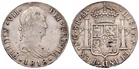 Fernando VII (1808-1833). 8 reales. 1818. Guatemala. M. (Cal-467). Ag. 26,95 g. Hojitas. MBC+. Est...140,00.