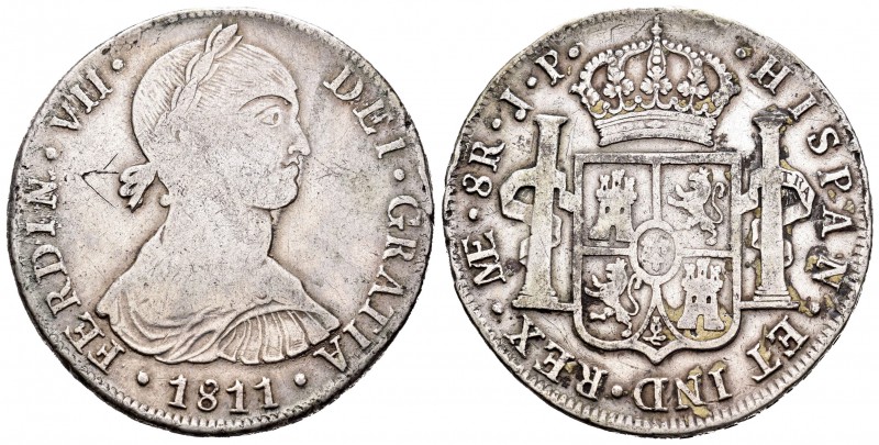 Fernando VII (1808-1833). 8 reales. 1811. Lima. JP. (Cal-476). Ag. 26,51 g. Bust...