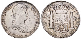 Fernando VII (1808-1833). 8 reales. 1818. Lima. JP. (Cal-486). Ag. 26,96 g. MBC+/EBC-. Est...110,00.