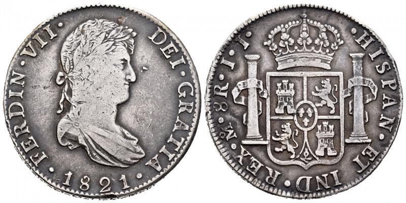 Fernando VII (1808-1833). 8 reales. 1821. México. JJ. (Cal-565). Ag. 26,88 g. MB...