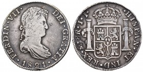 Fernando VII (1808-1833). 8 reales. 1821. México. JJ. (Cal-565). Ag. 26,88 g. MBC+. Est...80,00.