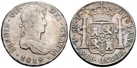 Fernando VII (1808-1833). 8 reales. 1819. Potosí. PJ. (Cal-608). Ag. 27,15 g. EBC/EBC-. Est...130,00.