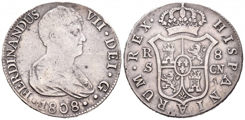 Fernando VII (1808-1833). 8 reales. 1808. Sevilla. GN. (Cal-634). Ag. 26,91 g. E...