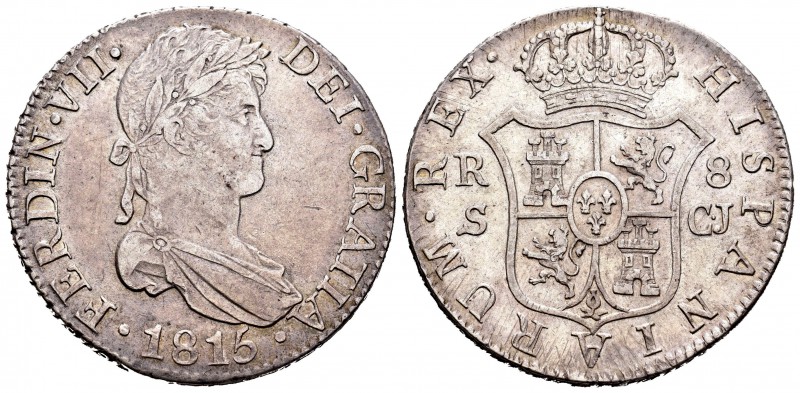 Fernando VII (1808-1833). 8 reales. 1815. Sevilla. CJ. (Cal-639). Ag. 27,08 g. M...