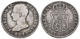 José Napoleón (1808-1814). 4 reales. 1811. Madrid. AI. (Cal-55). Ag. 5,79 g. BC+. Est...35,00.