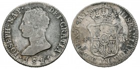 José Napoleón (1808-1814). 4 reales. 1811. Madrid. AI. (Cal-55). Ag. 5,99 g. BC+. Est...18,00.