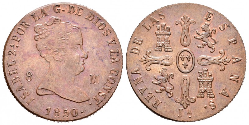 Isabel II (1833-1868). 8 maravedís. 1850. Jubia. (Cal-488). Ae. 9,81 g. Atractiv...