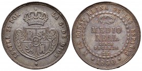 Isabel II (1833-1868). 1/2 real. 1850. Segovia. (Cal-575). Ae. 19,23 g. MBC. Est...75,00.
