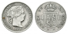 Isabel II (1833-1868). 1 real. 1863. Barcelona. (Cal-407). Ag. 1,29 g. MBC. Est...25,00.