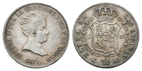Isabel II (1833-1868). 1 real. 1850. Sevilla. RD. (Cal-431). Ag. 1,27 g. Dos golpecitos en anverso. MBC+. Est...40,00.