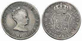 Isabel II (1833-1868). 4 reales. 1842. Barcelona. CC. (Cal-266). Ag. 5,56 g. Busto pequeño. Rayas. BC/BC+. Est...25,00.