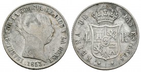 Isabel II (1833-1868). 4 reales. 1855. Barcelona. (Cal-273). Ag. 5,18 g. BC+/MBC-. Est...30,00.