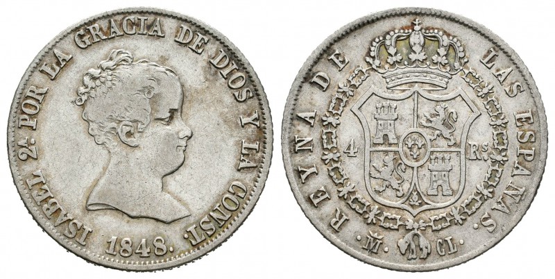 Isabel II (1833-1868). 4 reales. 1848. Madrid. CL. (Cal-295). Ag. 5,15 g. MBC-. ...