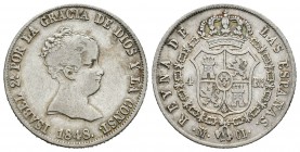 Isabel II (1833-1868). 4 reales. 1848. Madrid. CL. (Cal-295). Ag. 5,15 g. MBC-. Est...25,00.