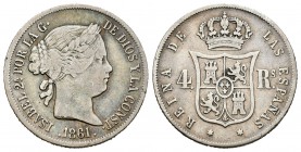 Isabel II (1833-1868). 4 reales. 1861. Madrid. (Cal-307). Ag. 5,02 g. MBC-. Est...18,00.
