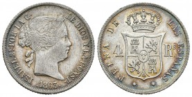 Isabel II (1833-1868). 4 reales. 1863. Madrid. (Cal-309). Ag. 5,13 g. MBC+. Est...50,00.