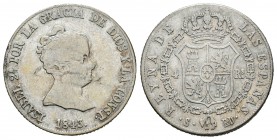 Isabel II (1833-1868). 4 realees. 1843. Sevilla. RD. (Cal-320). Ag. 5,88 g. Escasa. BC+. Est...25,00.