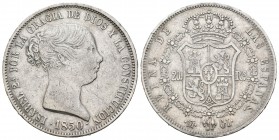 Isabel II (1833-1868). 20 reales. 1850. Madrid. CL. (Cal-170). Ag. 25,99 g. MBC. Est...125,00.