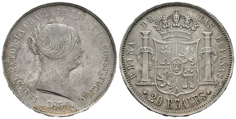 Isabel II (1833-1868). 20 reales. 1850. Madrid. (Cal-171). Ag. 25,68 g. EBC-. Es...