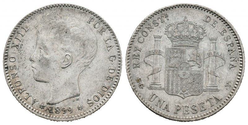 Alfonso XIII (1886-1931). 1 peseta. 1899*18-99. Madrid. SGV. (Cal-42). Ag. 5,03 ...