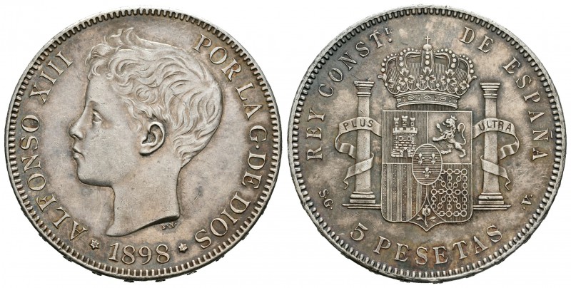 Alfonso XIII (1886-1931). 5 pesetas. 1898. Madrid. SMV. (Cal-27). Ag. 25,12 g. M...